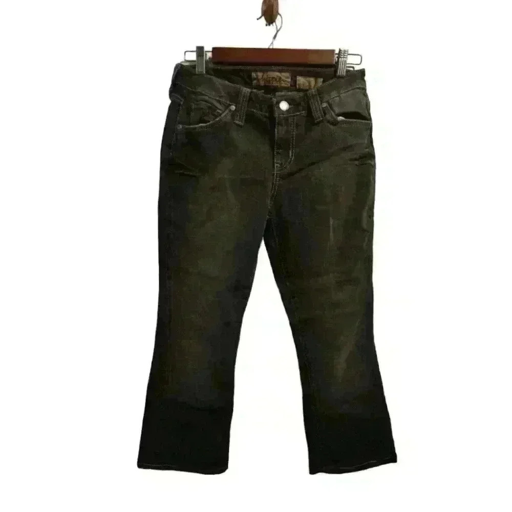 P7446 hippie ash gray short petite inseam bootcut jeans size 28